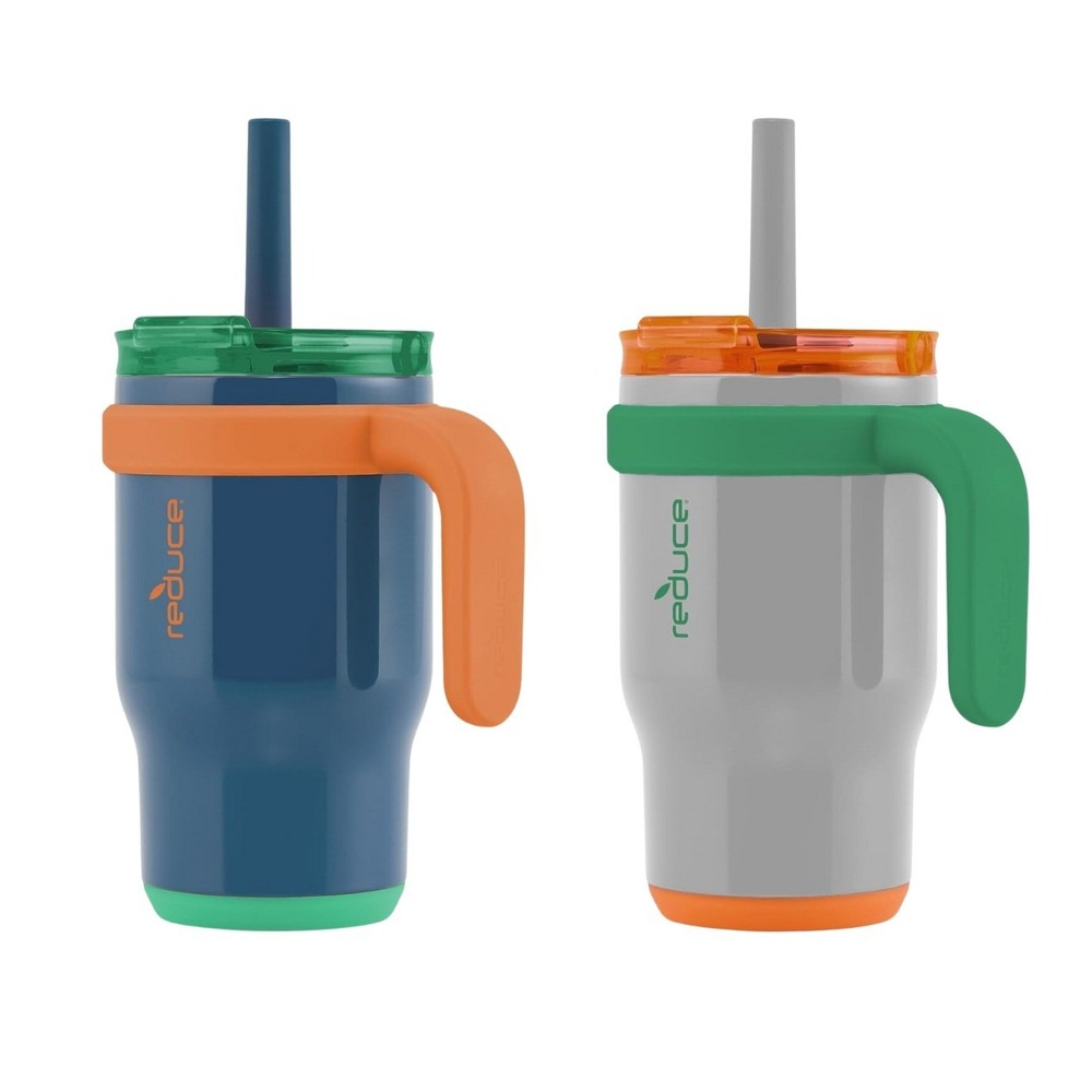 REDUCE 14oz Coldee Kids Tumbler w/ Handle & Straw - 2 Pack - Leakproof & Insulat